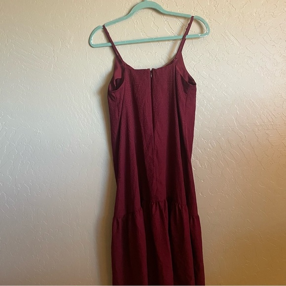 The Nines by HATCH Sleeveless Tiered Slip Maternity Dress red satin size small - Picture 6 of 7